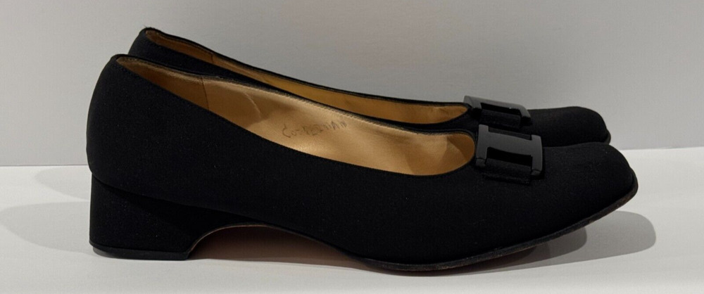 Salvatore Ferragamo Black Satin Low Heels - Women's Size 8.5